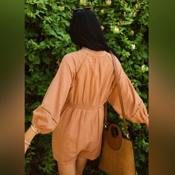 Bohme Campbell Cotton Boho Romper in Russet Brown | Large - Picture 3 of 8